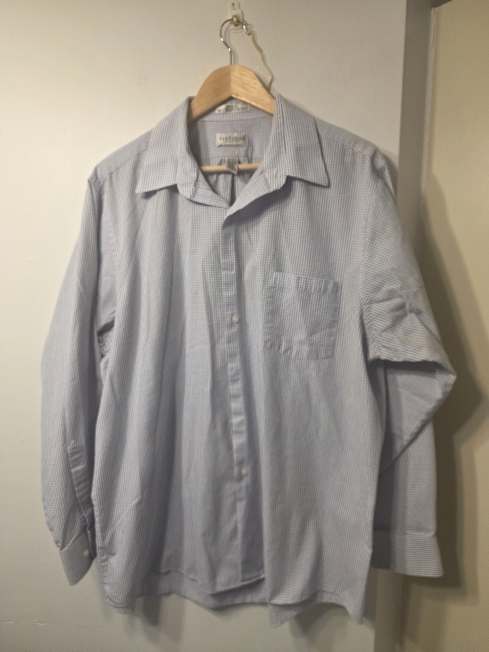 Van Heusen Light Blue Micro-Check Dress Shirt